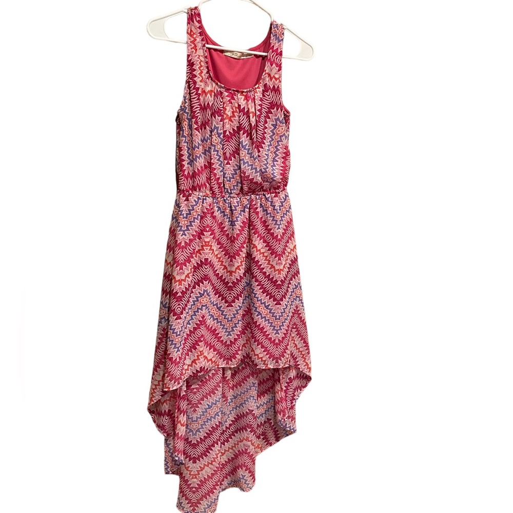 Girls size large multi color high low dress